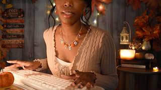 ASMR Autumn Lodge & Spa Check-In 🍂 Personal Attention for Sleep, Spiced Tea, Typing Sounds