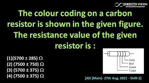 The colour coding on a carbon resistor is: Color coding of resistor [JEE (Main)- 27th Aug. 2021 ]