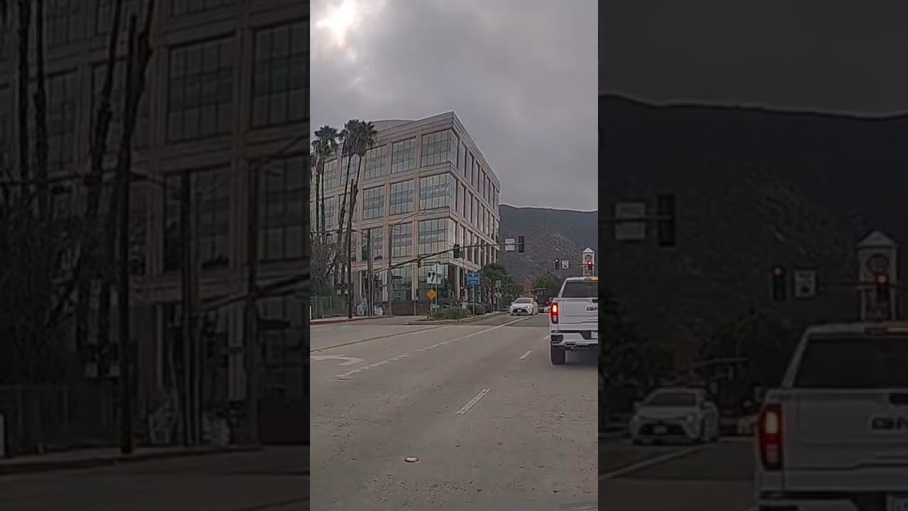 Bad Driver Turns Into Oncoming Traffic Lane! Burbank, CA