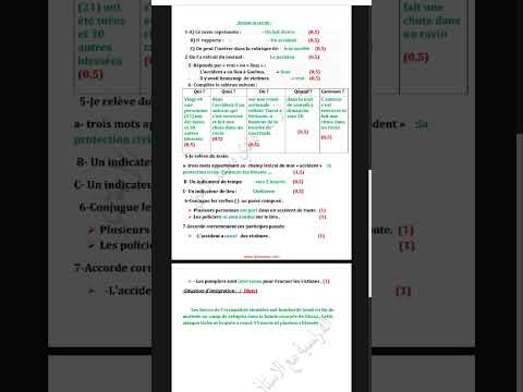 فرض الفصل الاول في اللغة الفرنسية للسنة الثالثة متوسط 2025