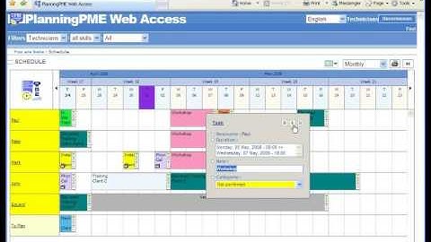 Demo online scheduling PlanningPME Web Access (english)