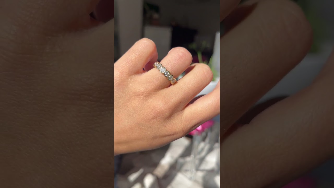 3.36ctw Old European Cut Diamond Shared Bezel Eternity Band