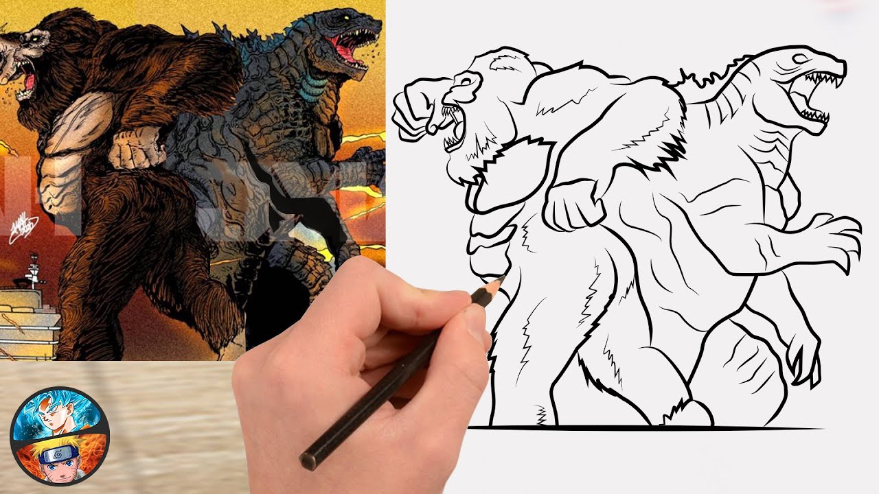 DRAWING GODZILLA VS KONG EASY STEP BY STEP - HOW TO DRAW GODZILLA VS KING  KONG - thptnganamst.edu.vn