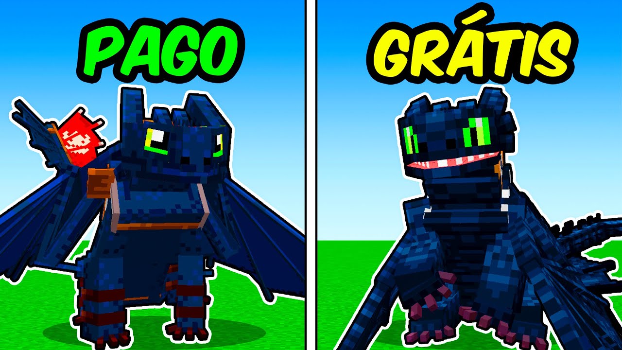 ADDON PAGA Vs GRÁTIS DE COMO TREINAR SEU DRAGÃO O FILME NO MINECRAFT