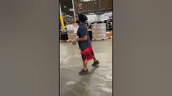 Blindman working in the warehouse