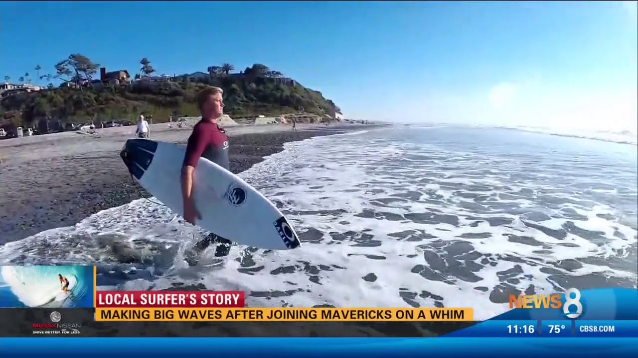 CBS 8 Features Hunter Lysaught Surfing 20Foot Wave on Legendary