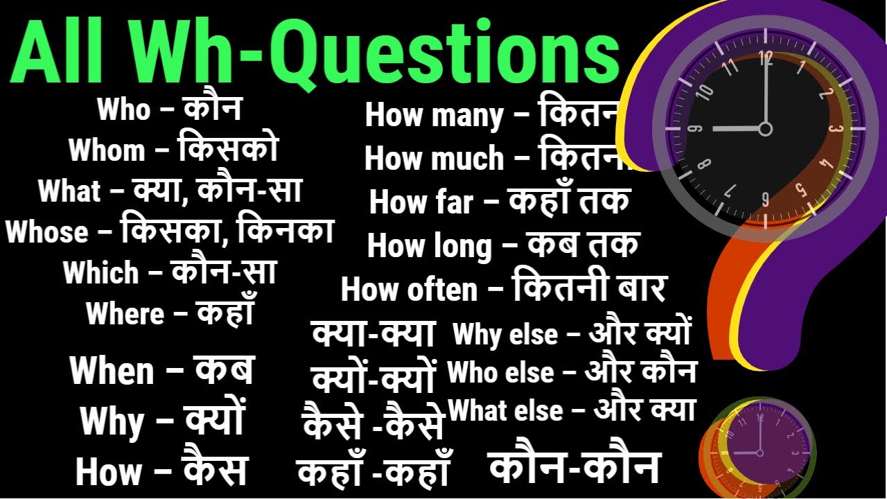 All wh-Question with Example in Hindi - Learn Basic ...