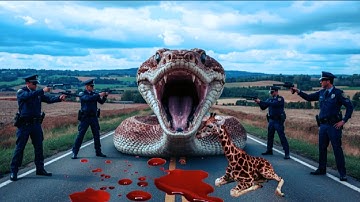  The brave rescue team is battling a giant python to Save an innocent giraffe 🦒 
