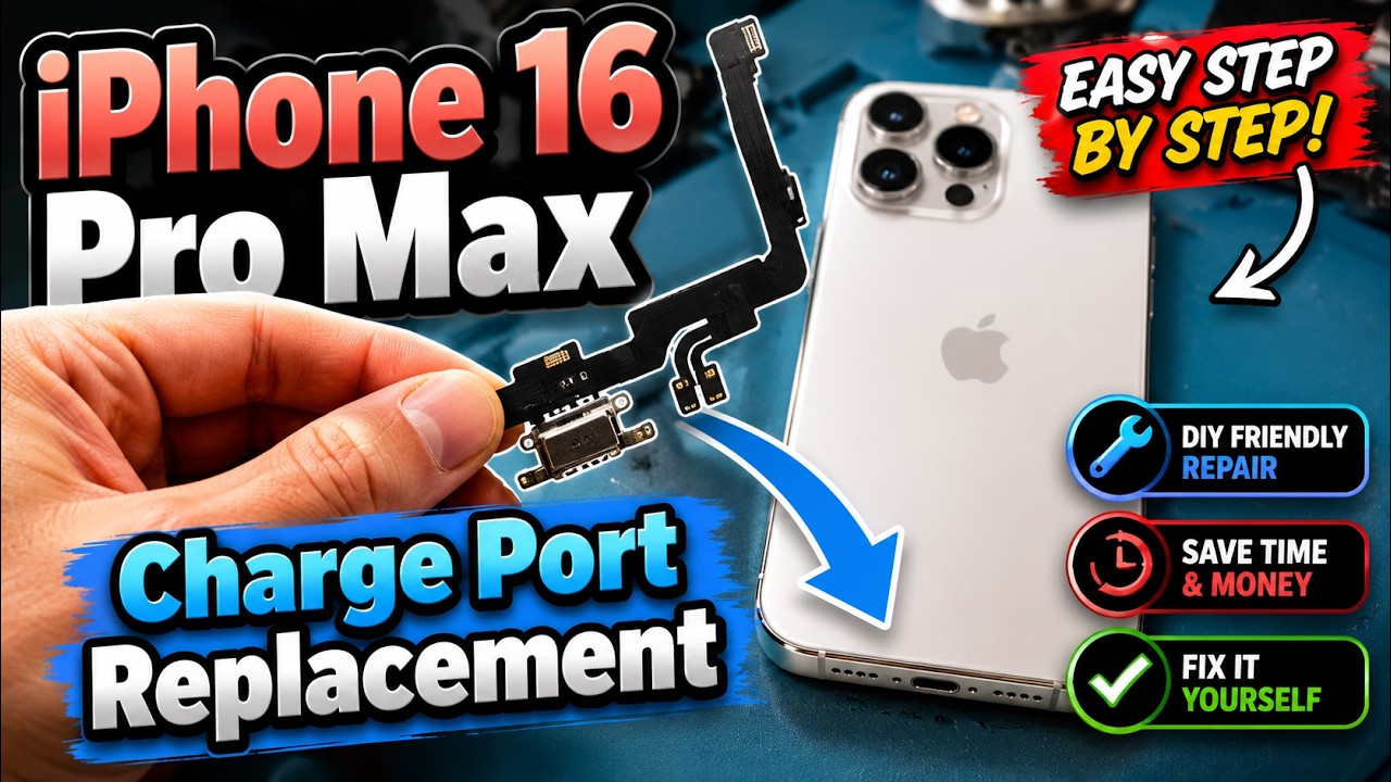 🔌 iPhone 16 Pro Max Charge Port Replacement Guide | Color-Coded