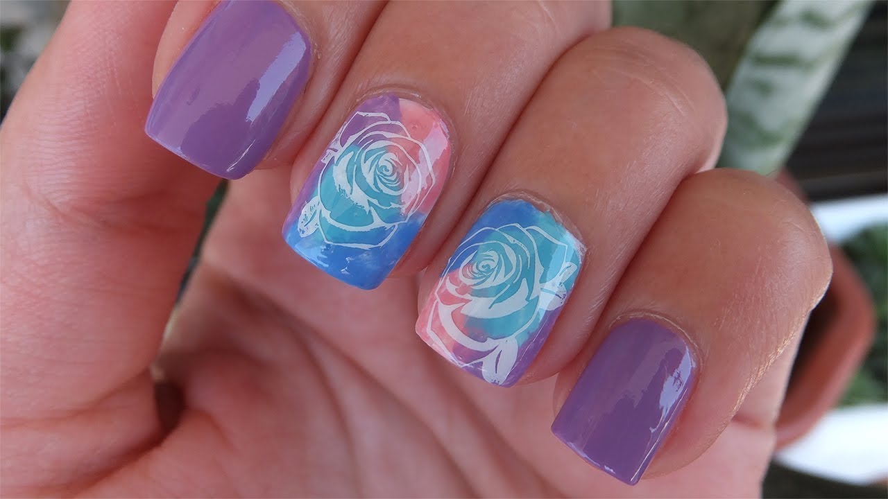 nail art stamping rose