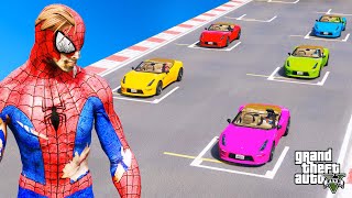 Spider-Man Cars Race Challenge over DAM Rampa - Hulk Iron Man Venom Epic Racing - GTA 5