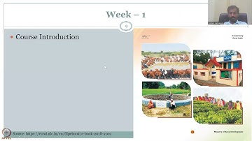Week 1 : Lecture 1 : Introduction to course – Rural development (RD)