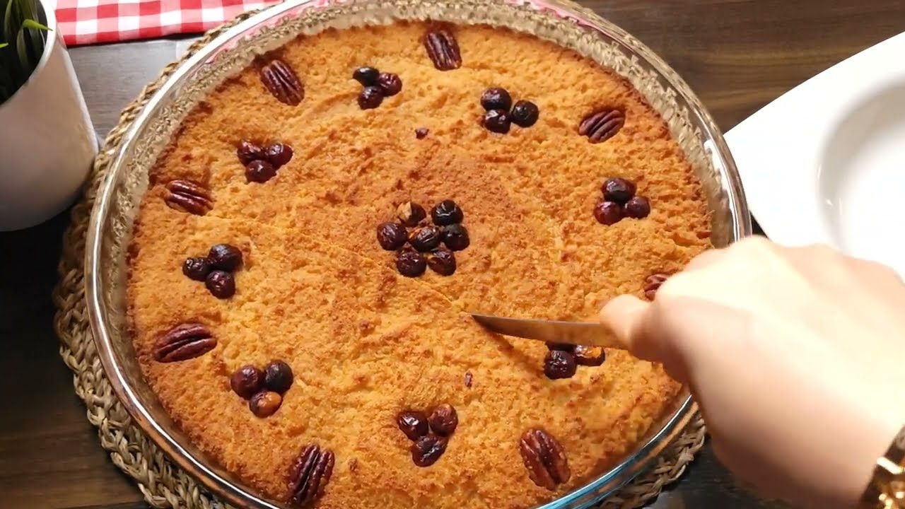 بسبوسة صحية بدون سكر👍بدون سمن بدون زبدة اقرب طعم للبسوسة العادية|حلويات رمضان