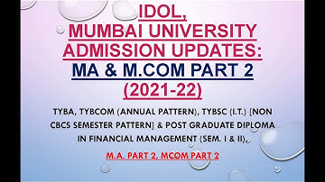 IDOL ADMISSION MA & MCOM PART 2 2021 22