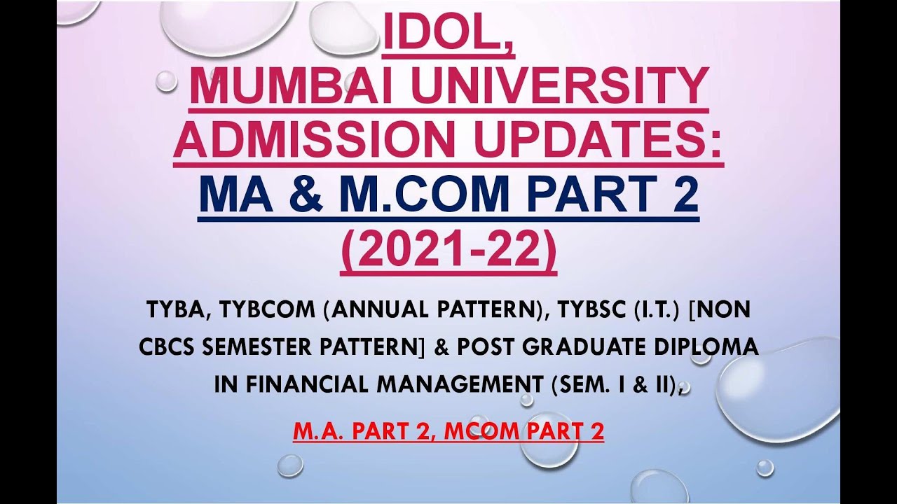 IDOL ADMISSION MA & PART 2 2021 22 YouTube