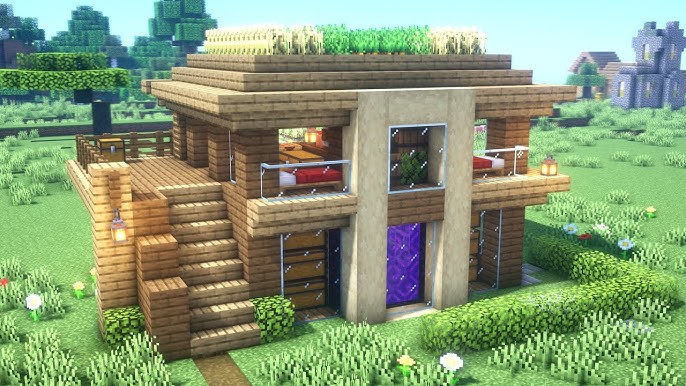 ✓ Como hacer una Bonita Casa Rosa en MINECRAFT Survival 🏡 