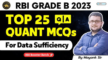 RBI Grade B 2023 Quant Classes I Important Reasoning Questions on Data Sufficiency for RBI 2023