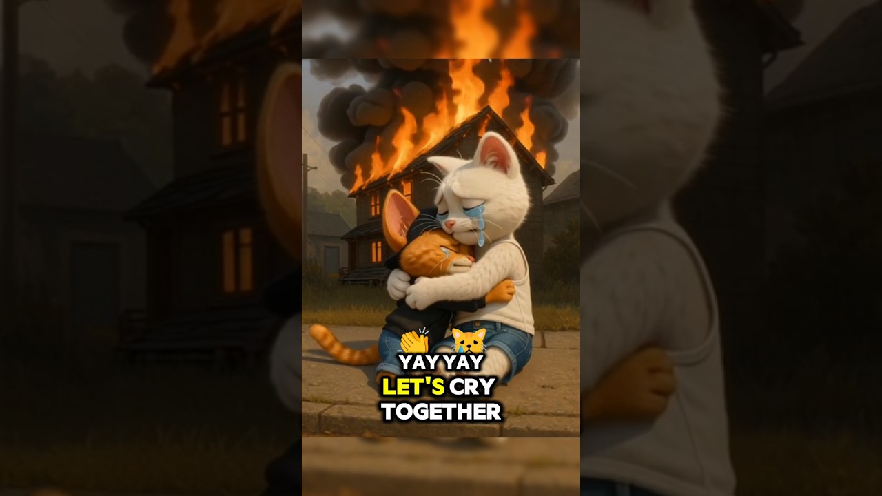 yes yes yes...the kitten cries with the father cat