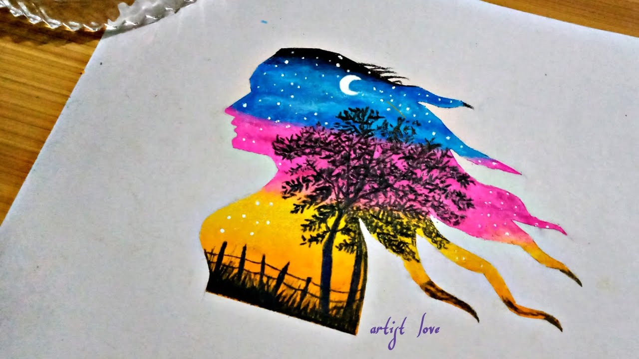 girl drawing with oil pastels Step by step YouTube