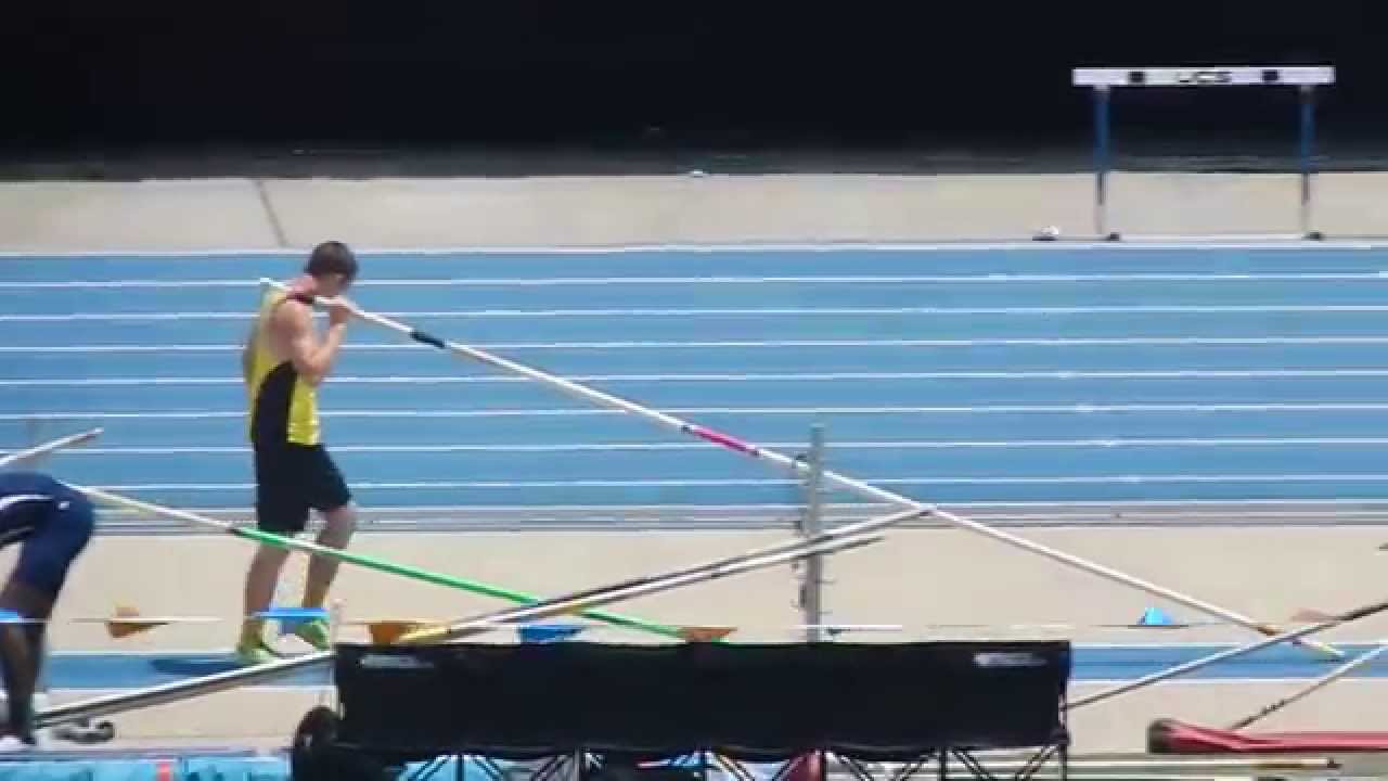 4A NCHSAA State Track Championships: Drew Pedersen wins the boys Pole Vault with a jump of 15-06.