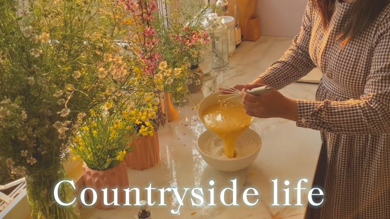 Countryside life - bake orange bread and harvest homegrown flowers