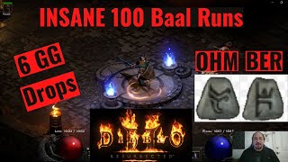 Diablo 2 Resurrected. D2R Online Insane 100 Baal Runs With Budget 200 MF Light Sorc. (6 GG Drops)