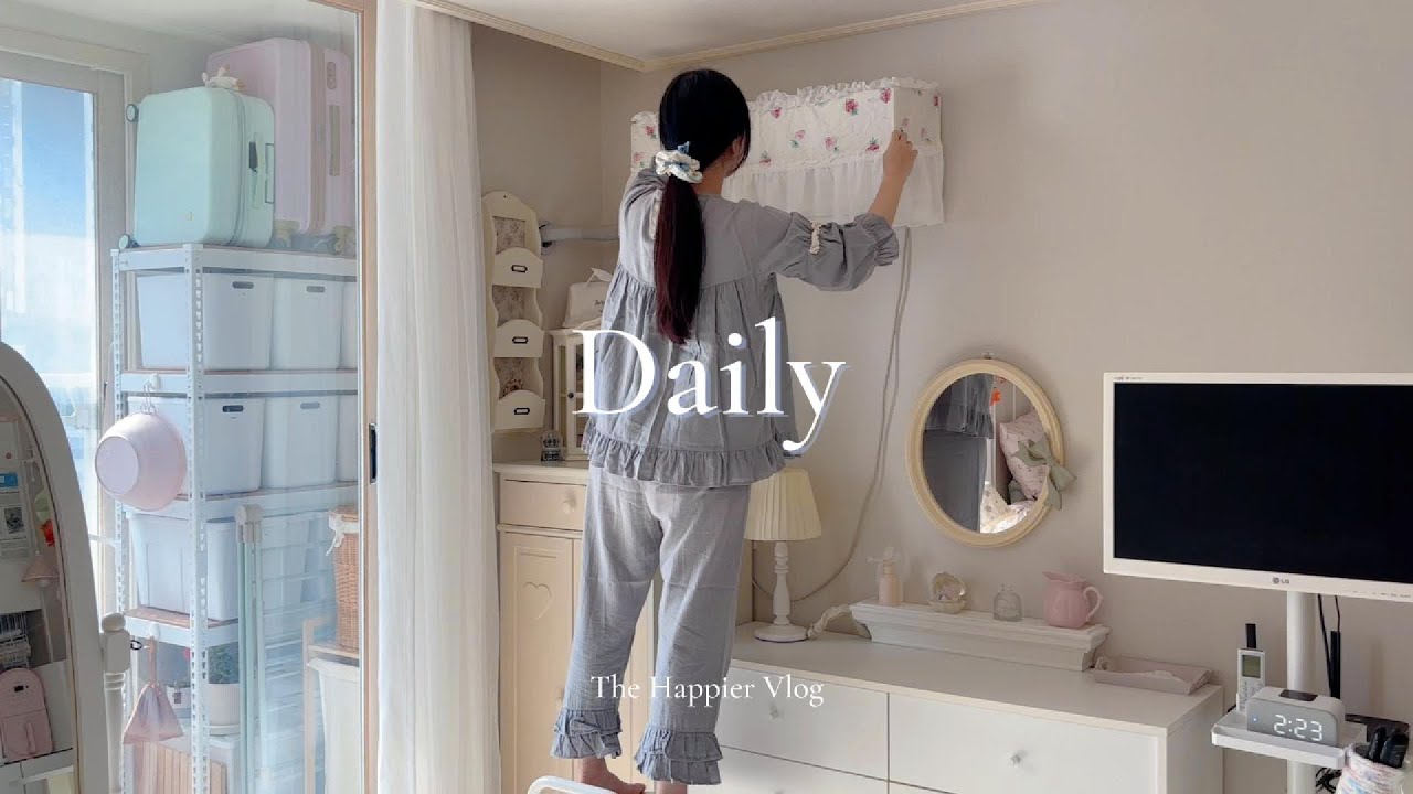 [vlog#20] [SUB] 소소한 집안일 | 에어컨 커버 씌우기 | 엉망진창 추석 요리 (송편🍡+산적)