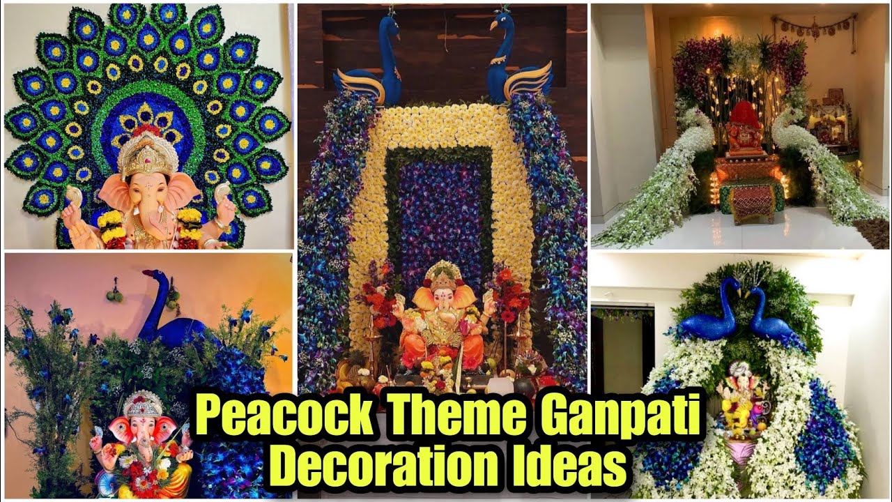 peacock theme ganpati decoration ideas|peacock theme for ganpati|peacock theme ganpati decoration