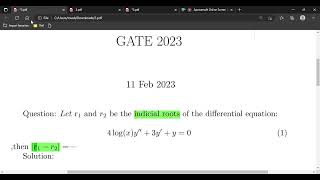 GATE Mathematics , Differential equations