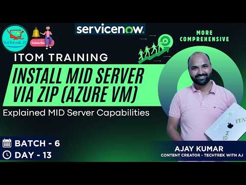 ITOM Training || Batch 6 || Day 13 || Install MID Server Via ZIP (Azure VM) #itom #discovery #cmdb
