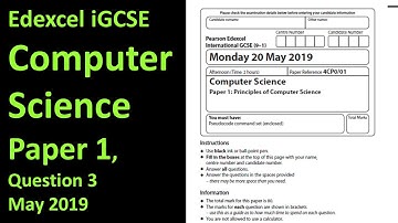 Edexcel iGCSE Computer Science Paper 1 2019 Question 3