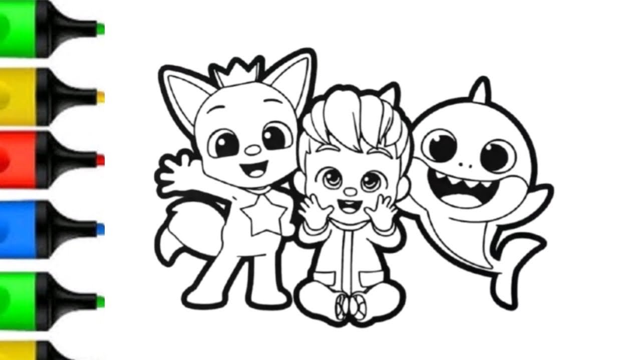 Coloring💕💕💕💕💕 pinkfong baby 🦈shark & babefin drawing pinkfong baby