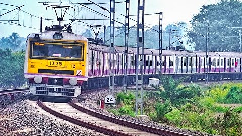 Back to back Conventional 12 coach EMU Trains Speeding in Huge Curve | Eastern Railways