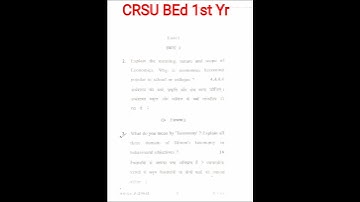 CRSU Jind BEd 1st Yr 2025 Pedagogy Of Economics Question Paper #questionpapers