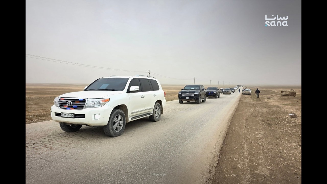 انطلاق رتل قوى الأمن الداخلي للدخول إلى مدينة الحسكة تنفيذاً لبنود الاتفاق بين الدولة السورية وقسد