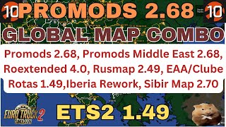 ETS2 1.49 PROMODS GLOBAL COMBO MAP  Promods 2.68 PMME 268, Roex 4.0 Rusmap 2.49 all road connections