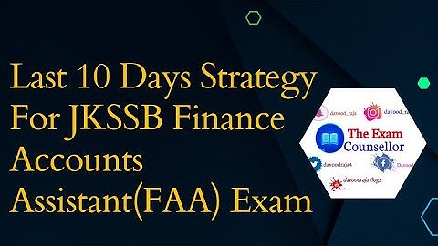 Last 10 Day Strategy For JKSSB Finance Accounts Assistant|FAA Do