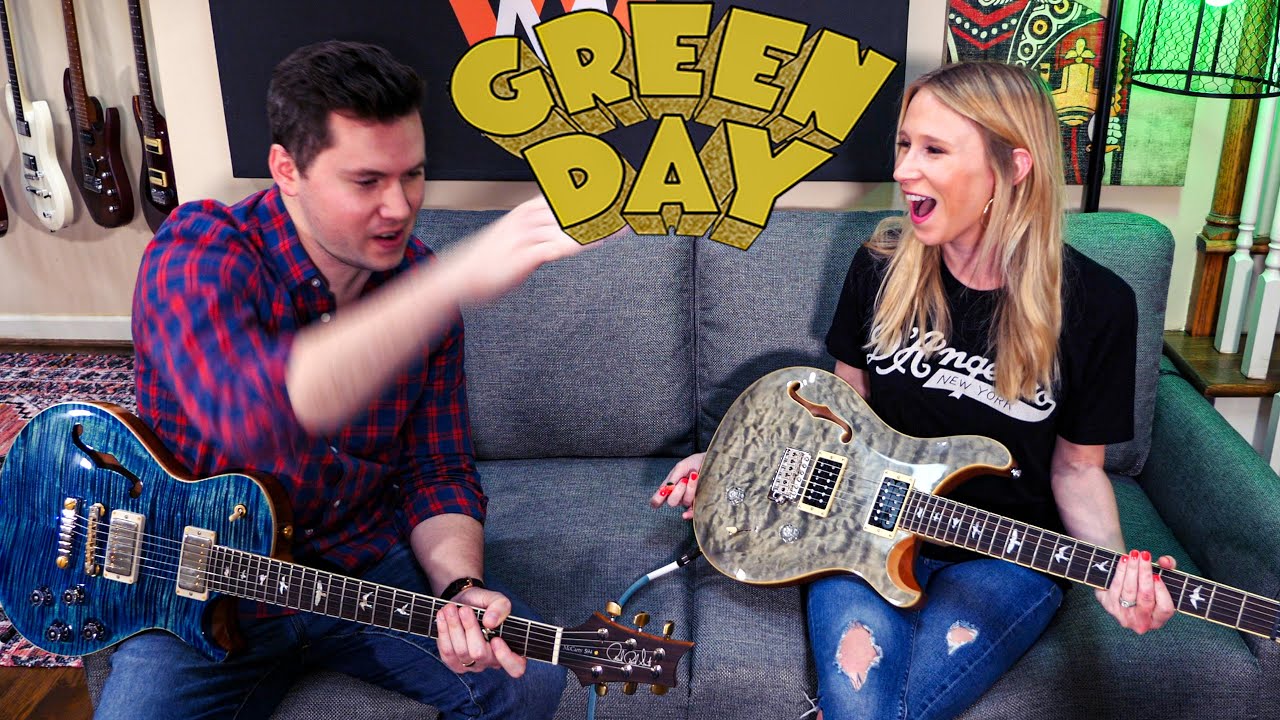 Teaching her the easiest (and best) Green Day riff