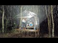 diguyur hujan deras Bermalam di rumah pohon plasitik, tidur nyenyak sampai pagi, relaxing rain sound