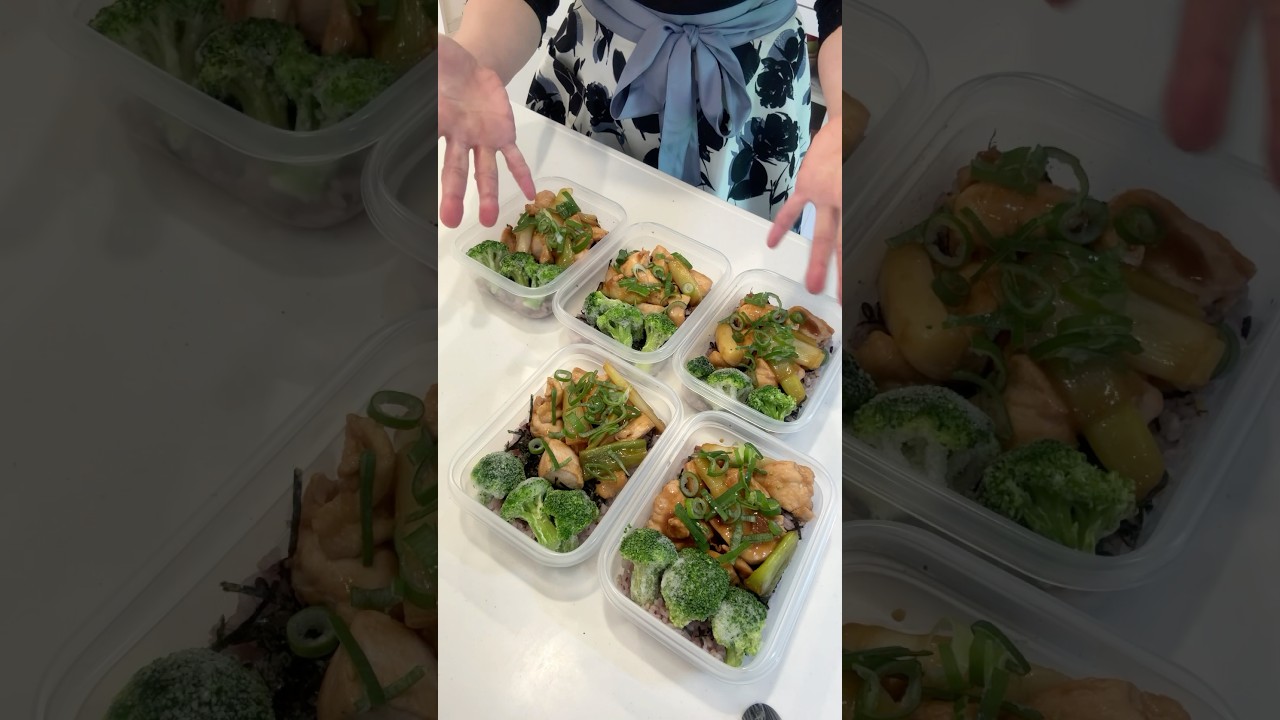 ダイエット中ならコレ食べて!低脂質高タンパクな焼き鳥丼弁当を平日5日分まとめて冷凍ストック。#冷凍弁当#冷凍ストック#作り置き#鶏むね肉レシピ#ダイエットレシピ#ヘルシーレシピ