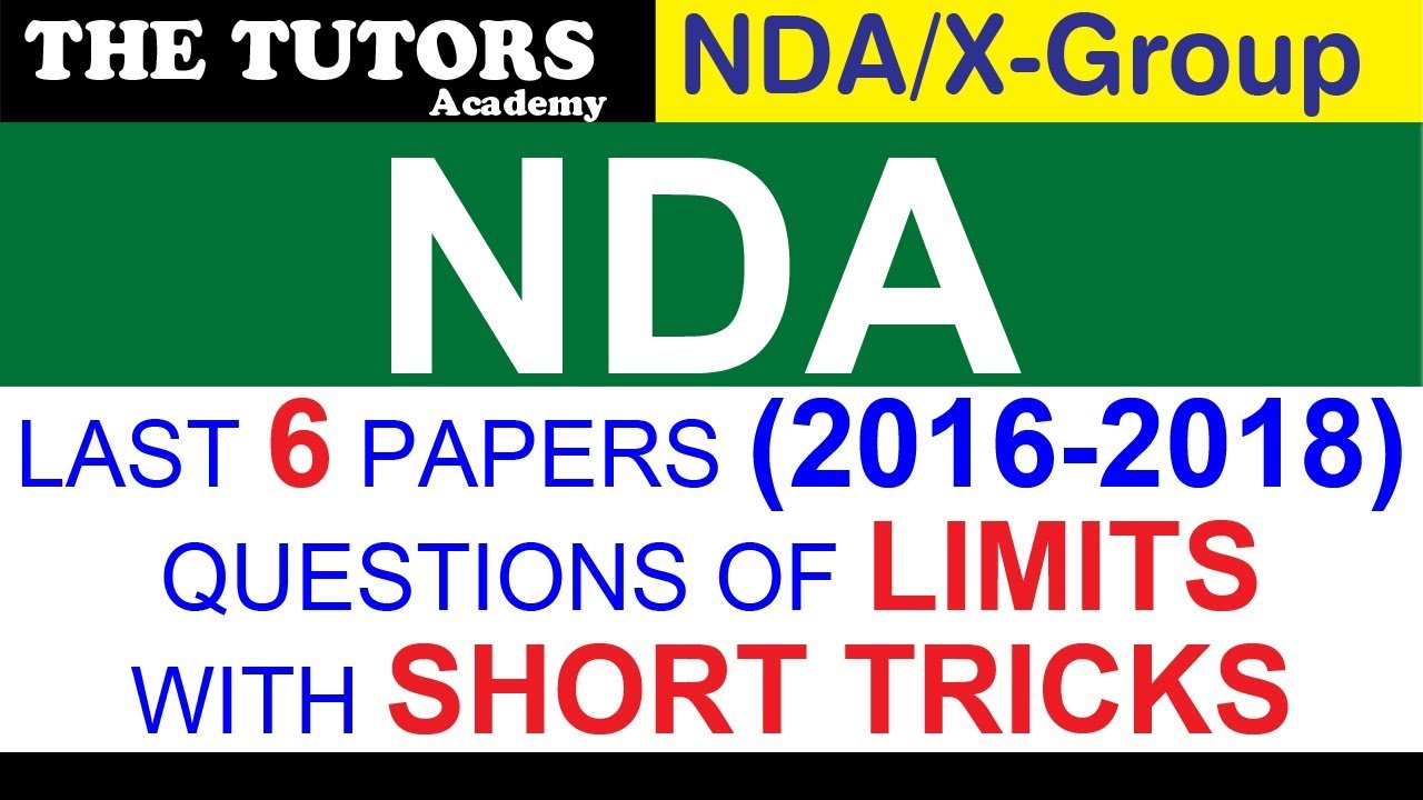 Limits (Calculus )  | NDA Maths Previous Years Papers 2016-2018 |Math Questions | The TUTORS Academy