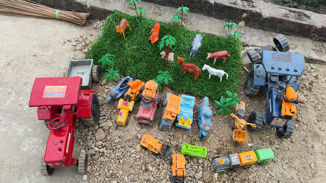 Toy Tractor Farming with JCB 🚜 | Village Animals & Construction Trucks | Kids Toy Farm Video”