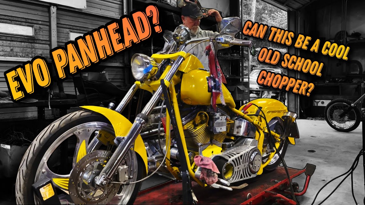 A VERY YELLOW BIKE! S&S Evo Panhead Chopper Project - JSW Garage