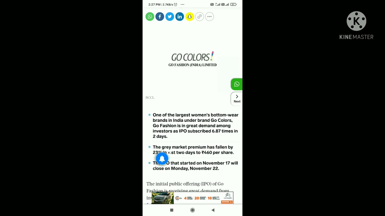 Go colours fashion IPO 2:40pm update