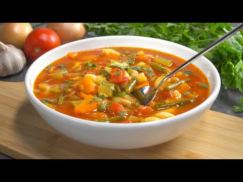 Знаменитый МИНЕСТРОНЕ - итальянский суп из овощей с макаронами. Сытно и легко! Рецепт Всегда Вкусно!