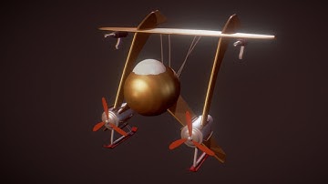 Steampunk Biplane Tuto - 3D sketching in Gravity Sketch + Materials & LIghting in Sketchfab