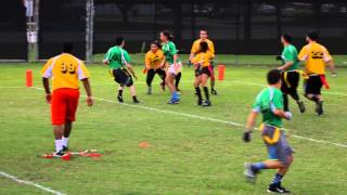 FlagFootball 04172015 GreenVsYellow Alec QB run for TD