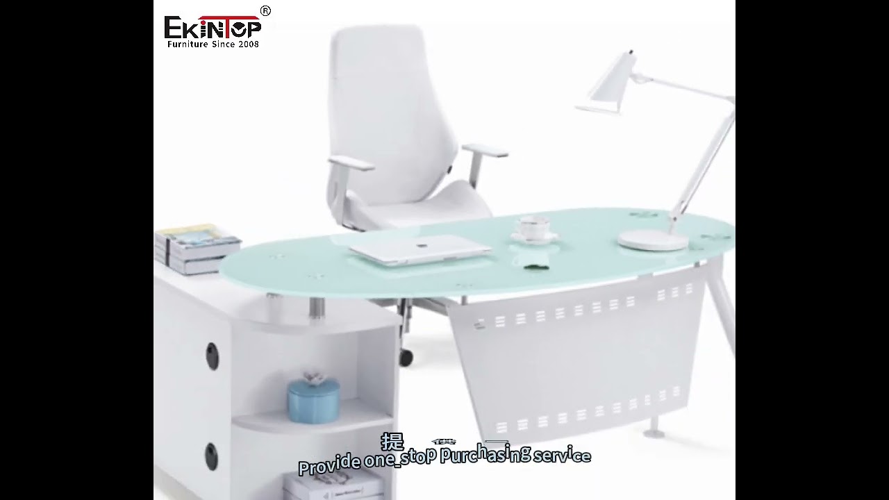 Modern Glass Desk With Steel Legs For Office Building Optional Color