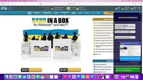 Capturing and Adding a Screenshot to Live Chat Support at PG Music.com - MacOS