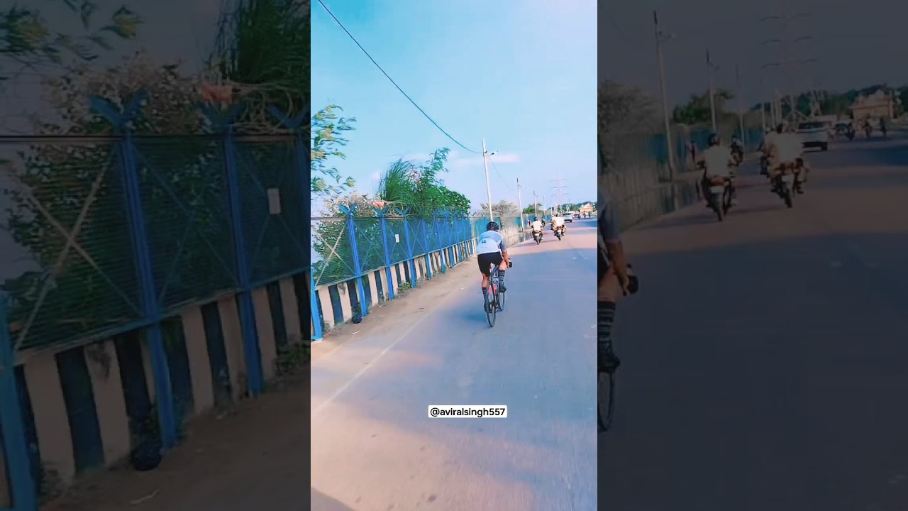 The man with the bike started racing 😅😅🚴🚴. 